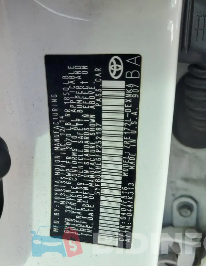 5YFBURHE6FP252187 Photo# 12