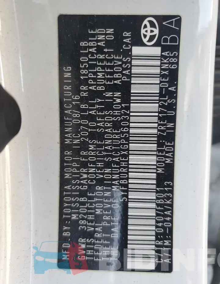 5YFBURHEXGP560321 Photo# 13