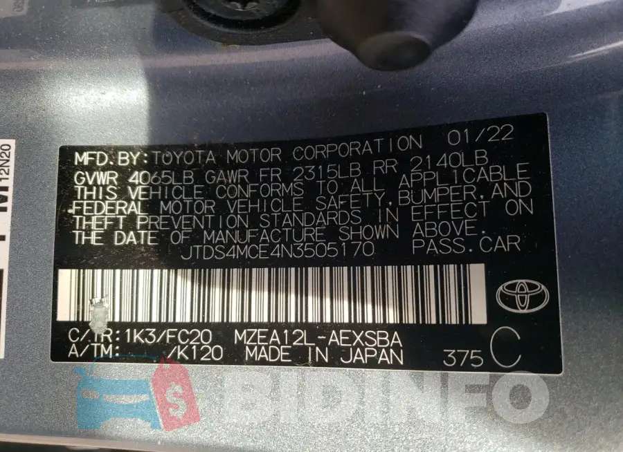 JTDS4MCE4N3505170 Photo# 12