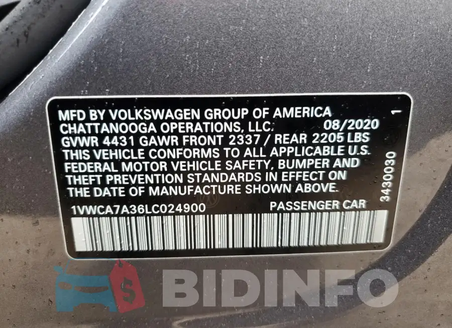 1VWCA7A36LC024900 Photo# 12