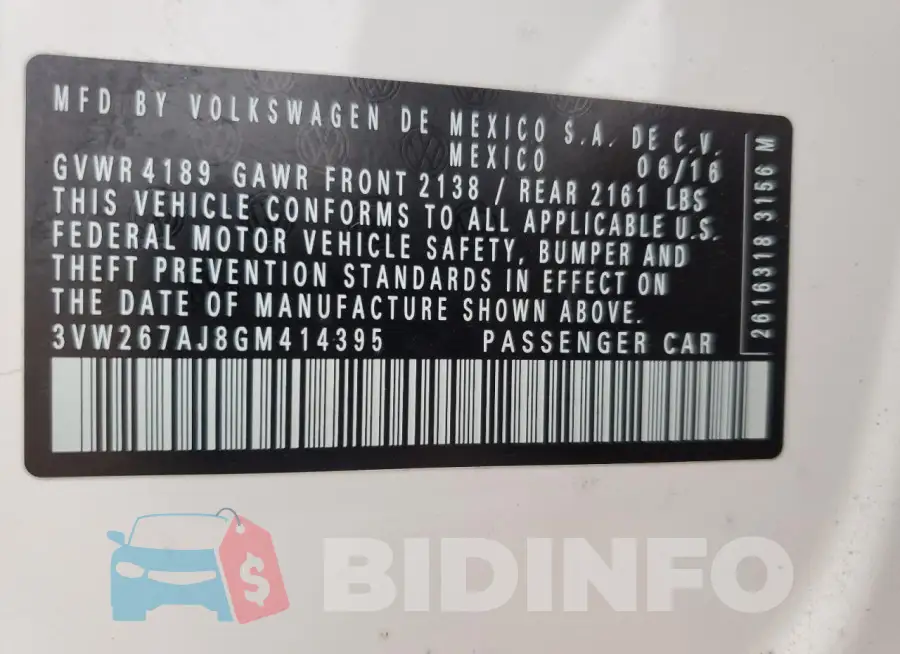 3VW267AJ8GM414395 Photo# 12