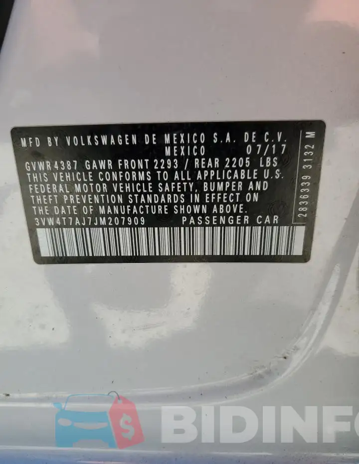 3VW4T7AJ7JM207909 Photo# 12