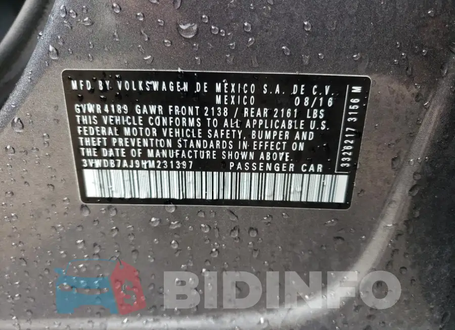 3VWDB7AJ9HM231397 Photo# 12