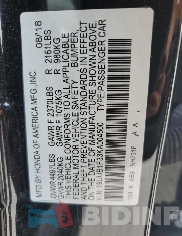 19UUB1F33KA004500 Photo# 12