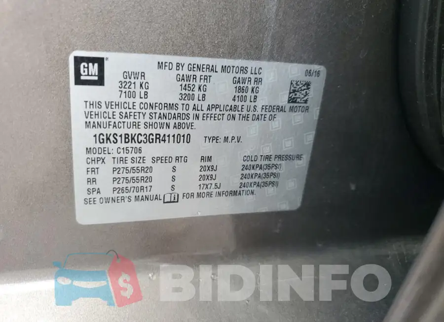 1GKS1BKC3GR411010 Photo# 14