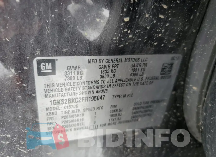 1GKS2BKC2FR195047 Photo# 13