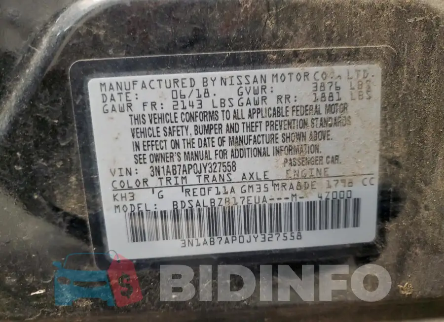 3N1AB7AP0JY327558 Photo# 12