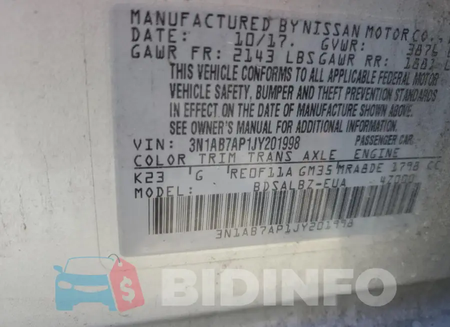 3N1AB7AP1JY201998 Photo# 12