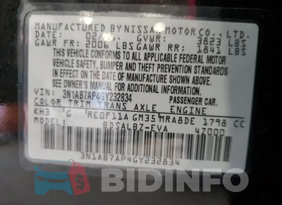 3N1AB7AP4GY232834 Photo# 12