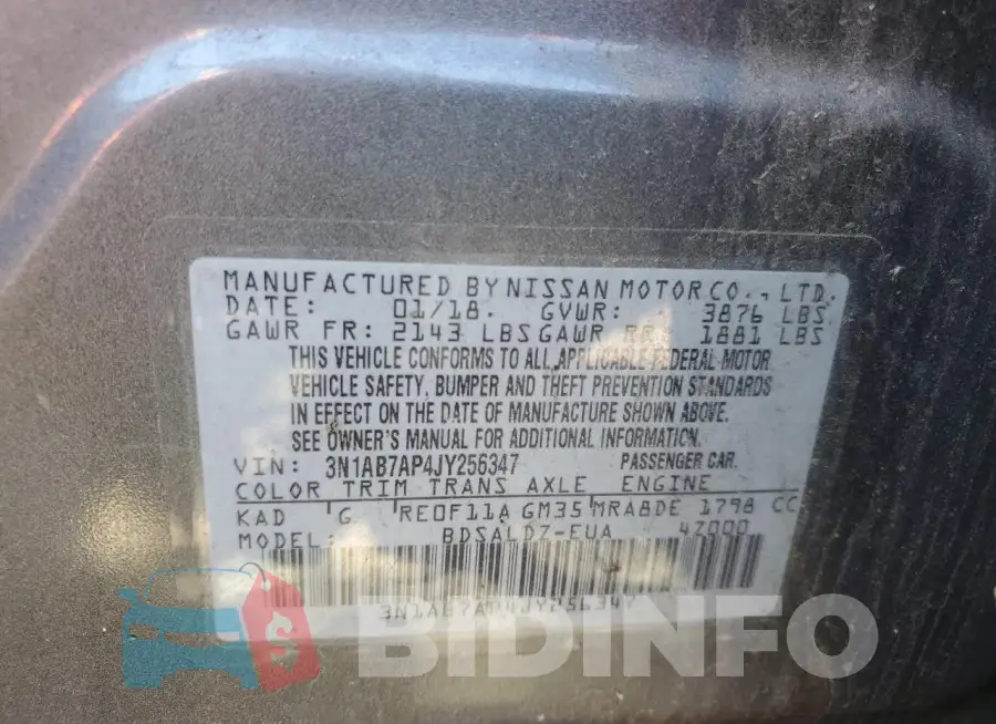 3N1AB7AP4JY256347 Photo# 12