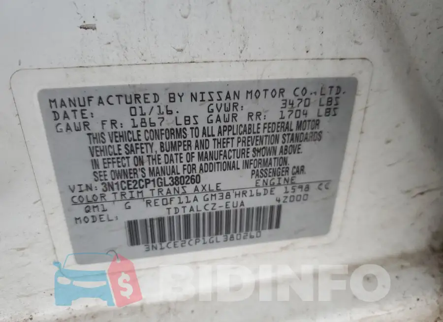 3N1CE2CP1GL380260 Photo# 12