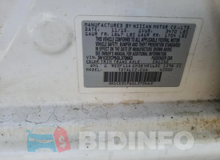 3N1CE2CP6GL370663 Photo# 12