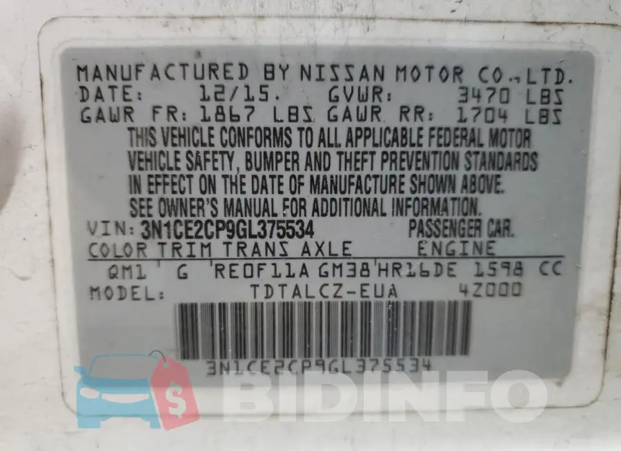 3N1CE2CP9GL375534 Photo# 12