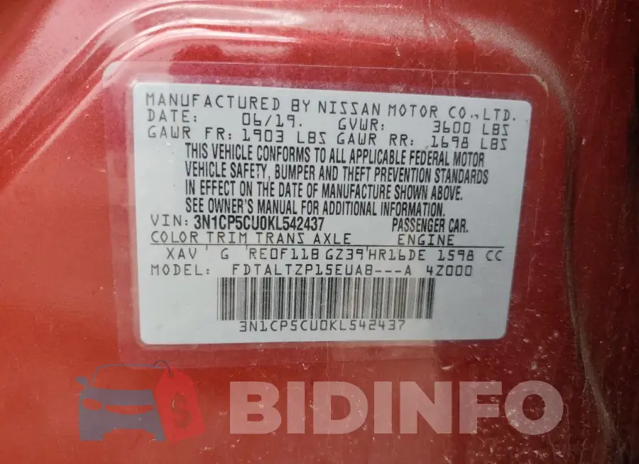 3N1CP5CU0KL542437 Photo# 13