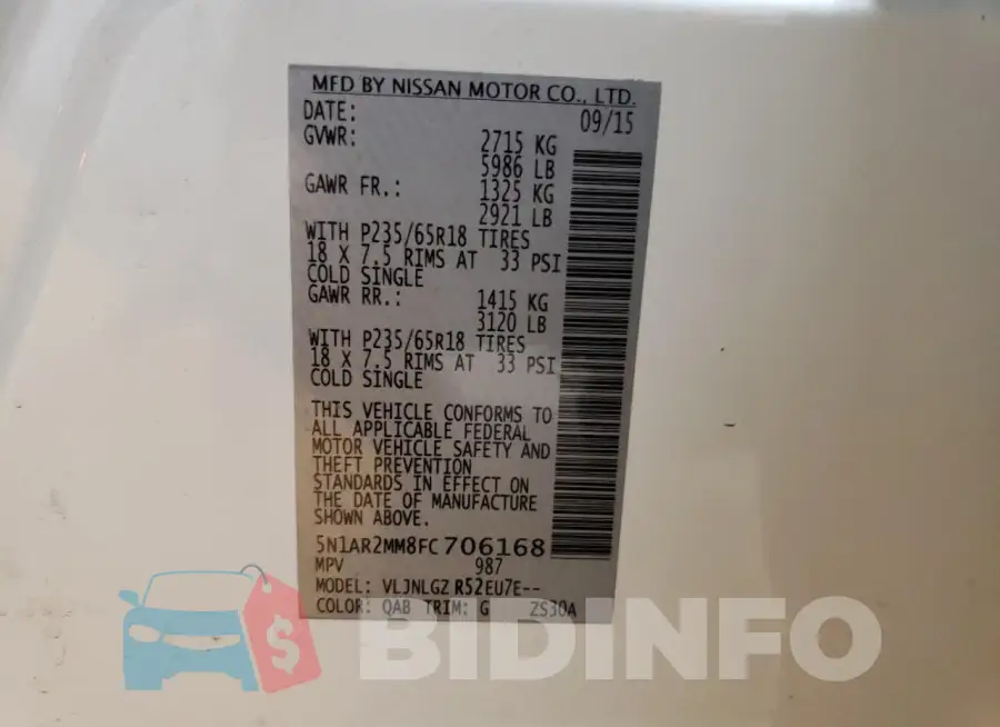 5N1AR2MM8FC706168 Photo# 13