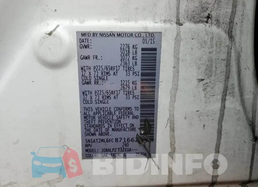 5N1AT2ML6FC871662 Photo# 13