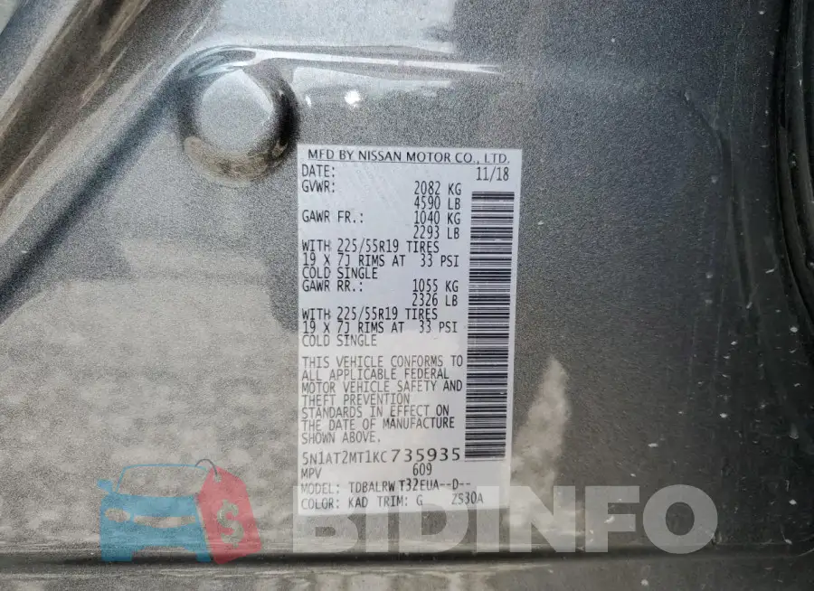 5N1AT2MT1KC735935 Photo# 13