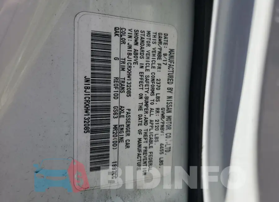 JN1BJ1CRXHW132085 Photo# 13
