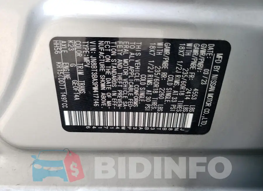 JN8BT3BA3PW417146 Photo# 13