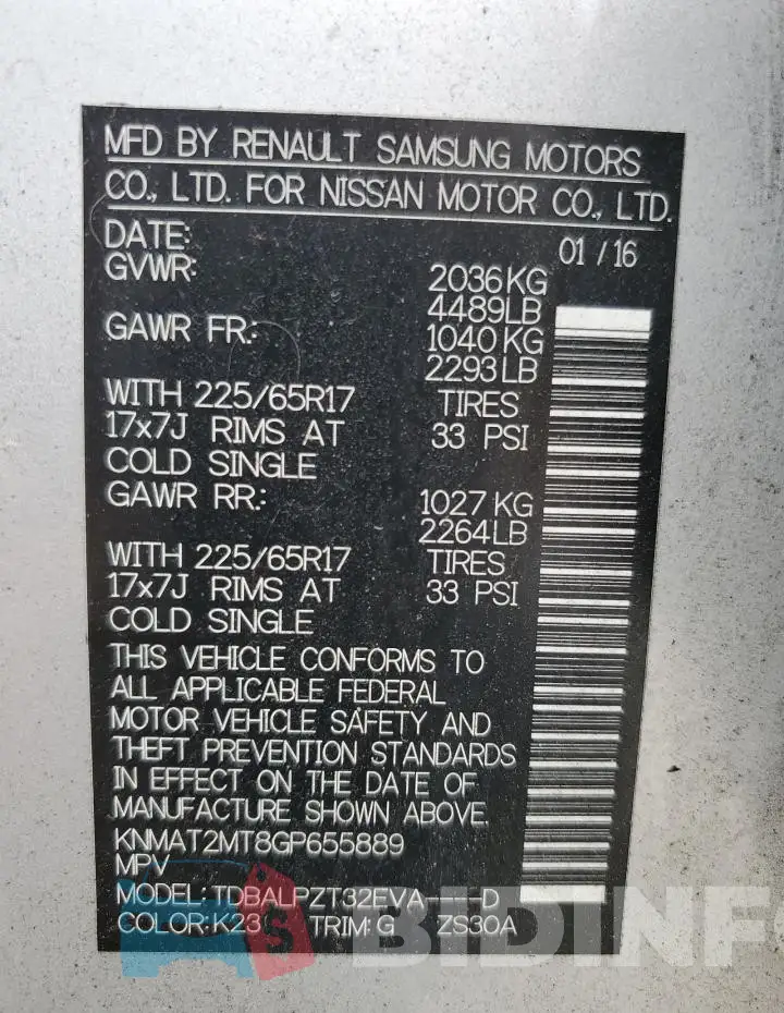 KNMAT2MT8GP655889 Photo# 14