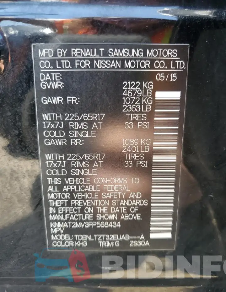 KNMAT2MV3FP568434 Photo# 12