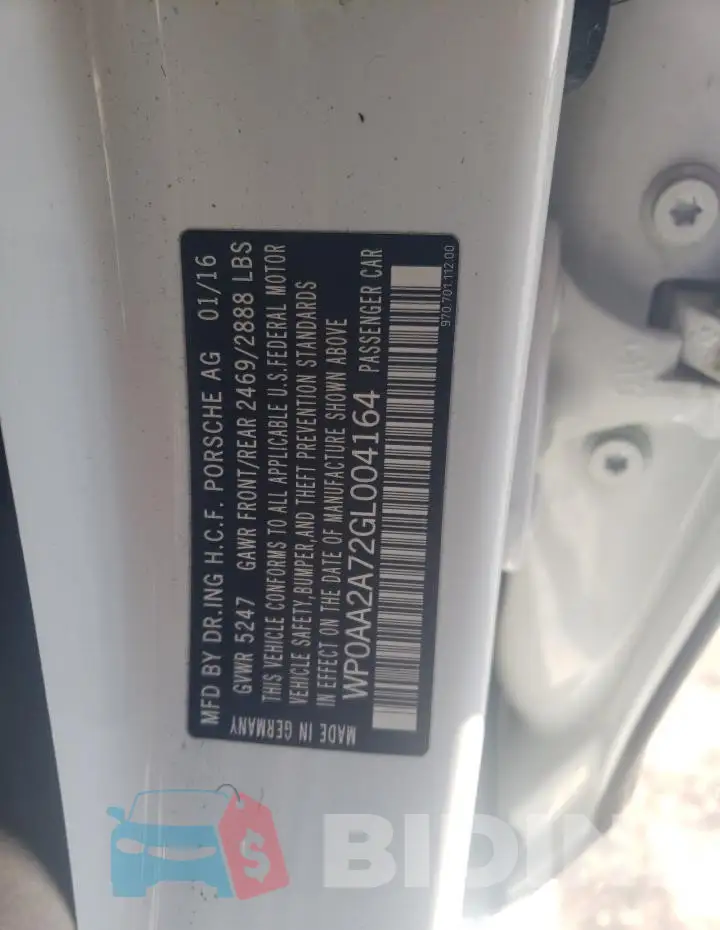 WP0AA2A72GL004164 Photo# 13