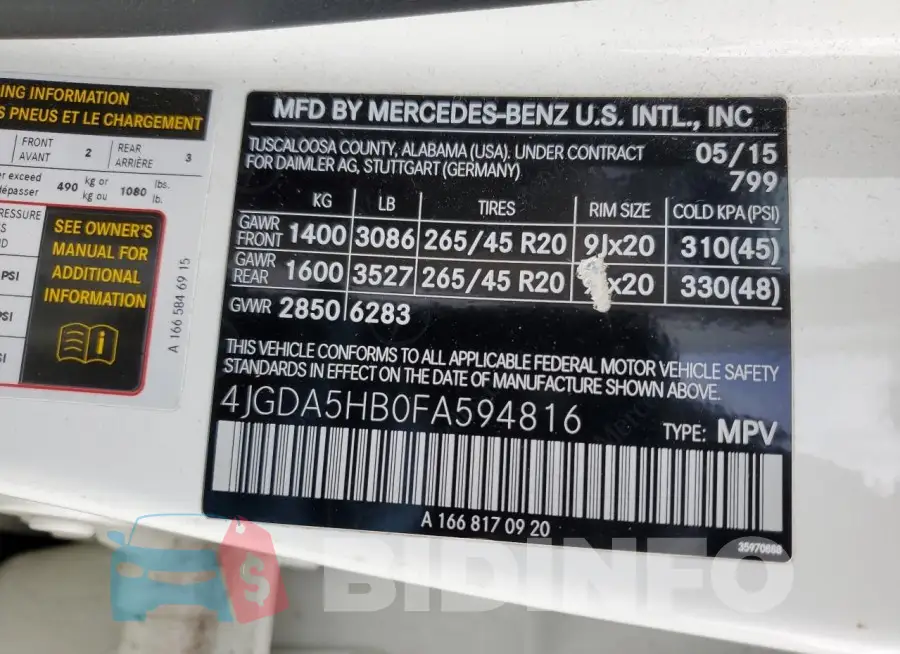 4JGDA5HB0FA594816 Photo# 13