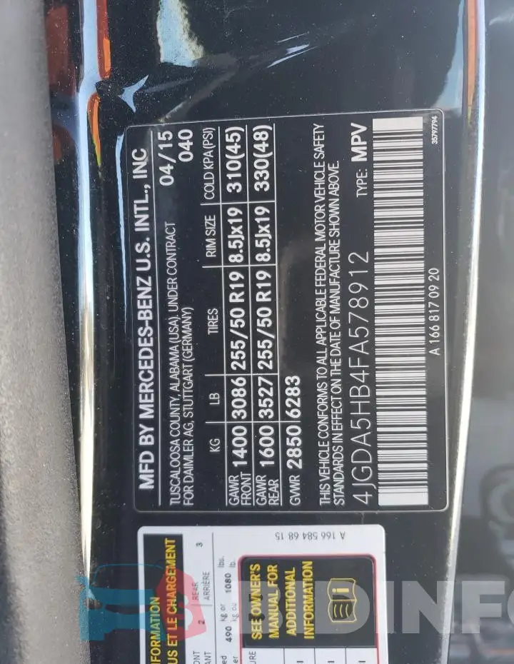 4JGDA5HB4FA578912 Photo# 12