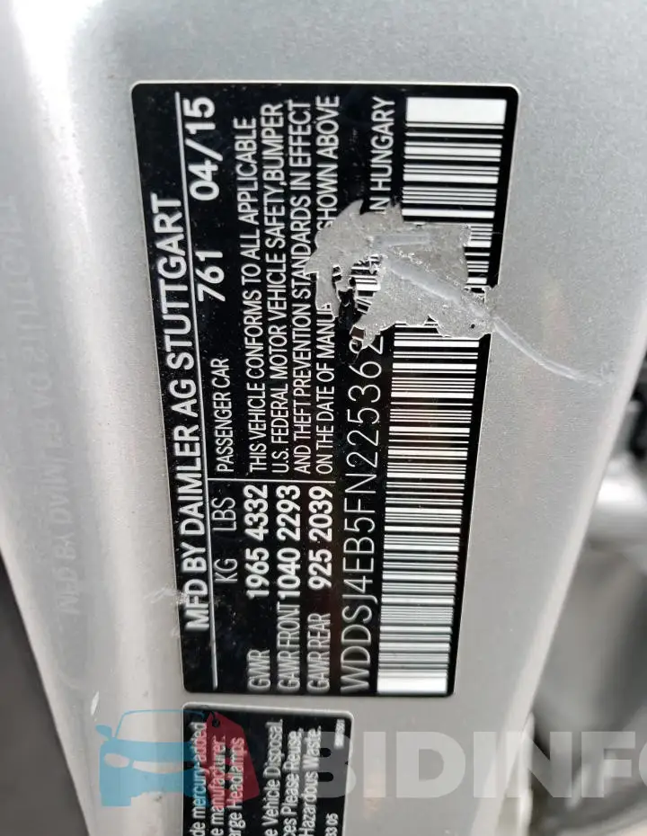 WDDSJ4EB5FN225362 Photo# 12