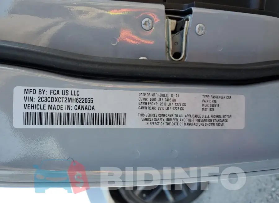 2C3CDXCT2MH622055 Photo# 13