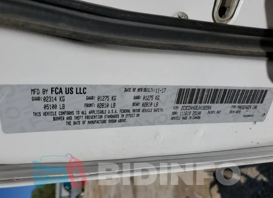 2C3CDXHG8JH192264 Photo# 12