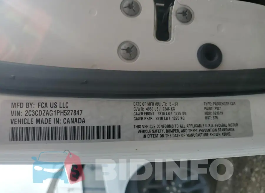 2C3CDZAG1PH527847 Photo# 12