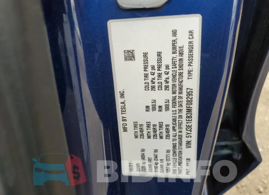 5YJ3E1EB3MF082957 Photo# 12