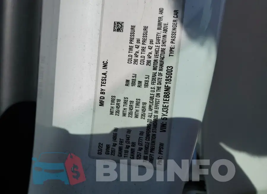 5YJ3E1EB8NF185003 Photo# 13