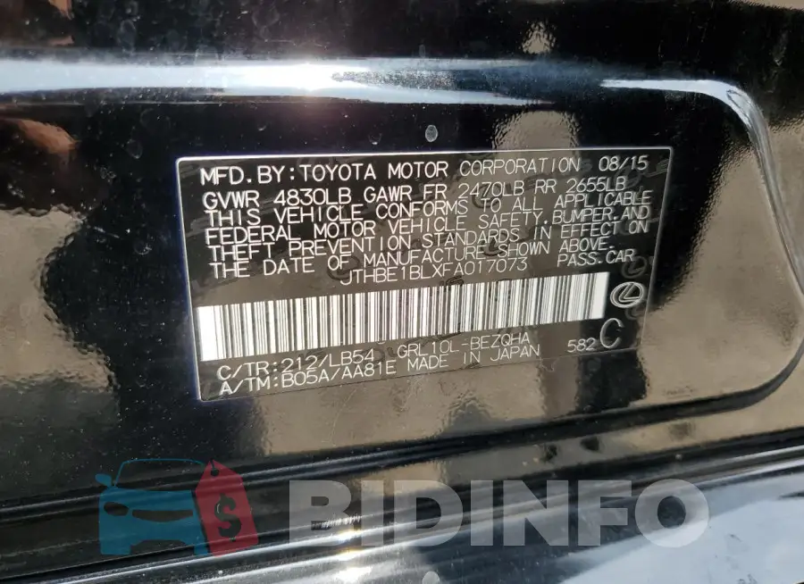 JTHBE1BLXFA017073 Photo# 12
