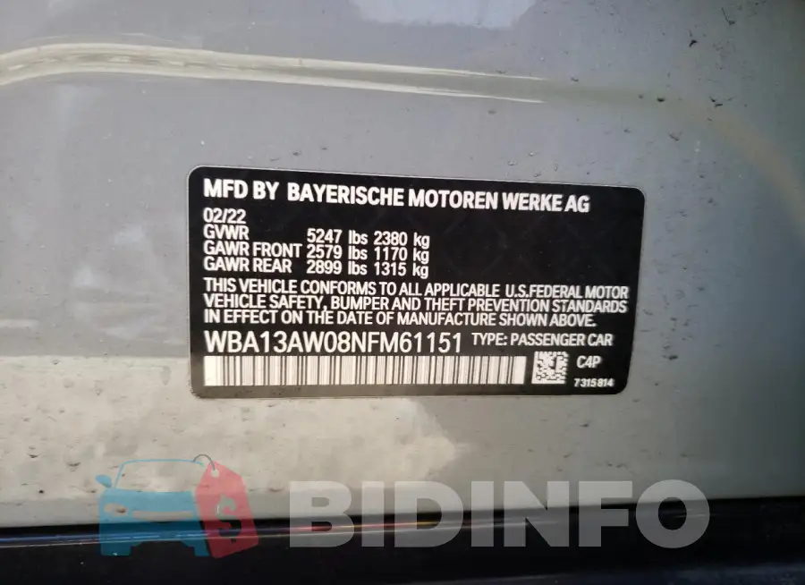 WBA13AW08NFM61151 Photo# 12