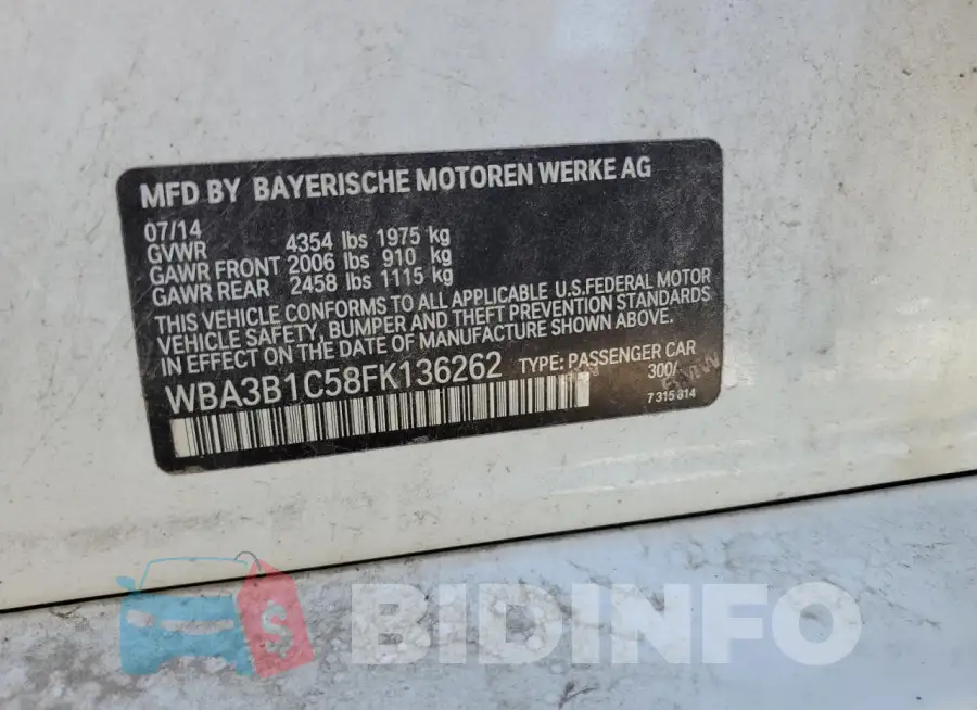 WBA3B1C58FK136262 Photo# 13