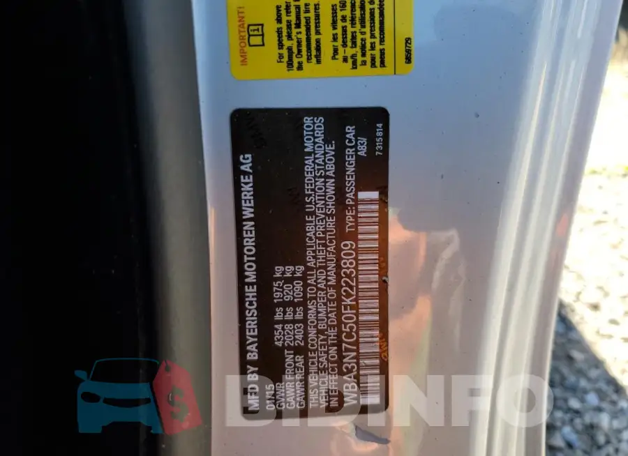 WBA3N7C50FK223809 Photo# 12