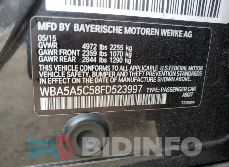 WBA5A5C58FD523997 Photo# 12
