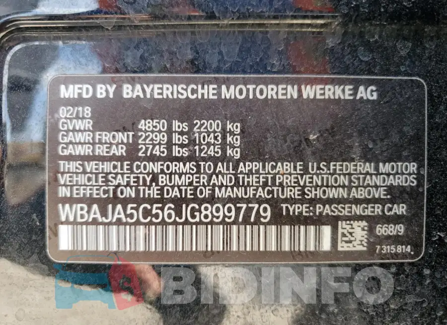 WBAJA5C56JG899779 Photo# 12