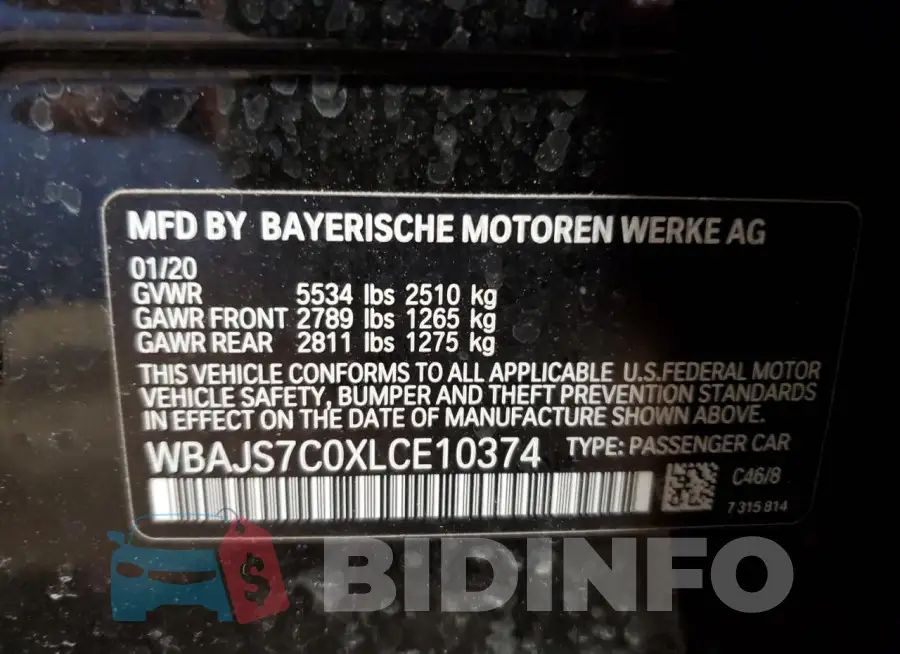 WBAJS7C0XLCE10374 Photo# 12