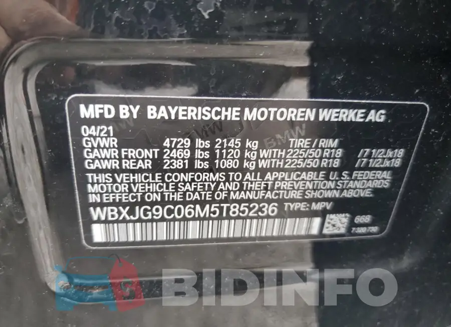 WBXJG9C06M5T85236 Photo# 13