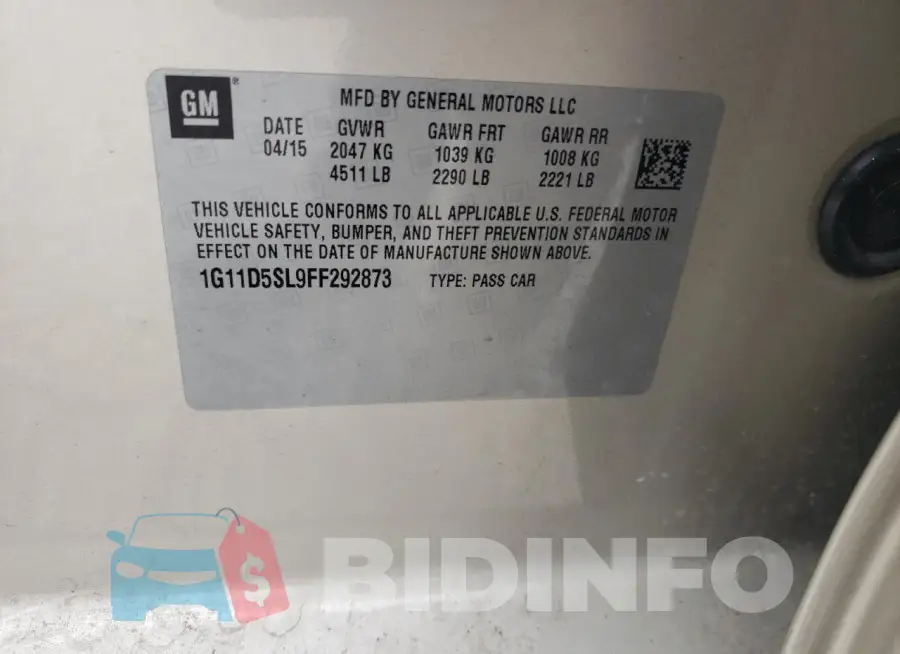 1G11D5SL9FF292873 Photo# 12