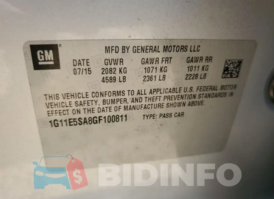 1G11E5SA8GF100811 Photo# 12
