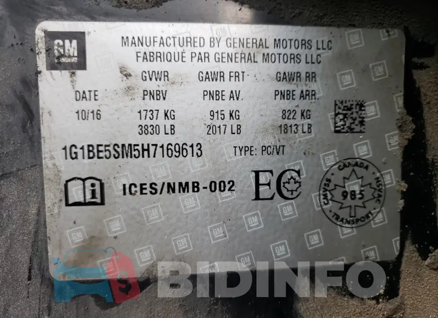 1G1BE5SM5H7169613 Photo# 12