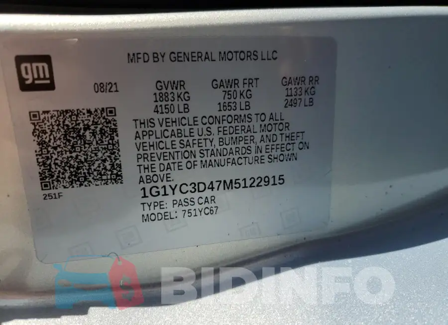 1G1YC3D47M5122915 Photo# 12