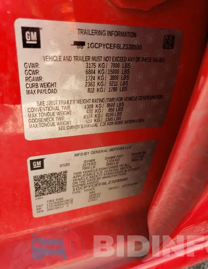 1GCPYCEF6LZ328500 Photo# 12