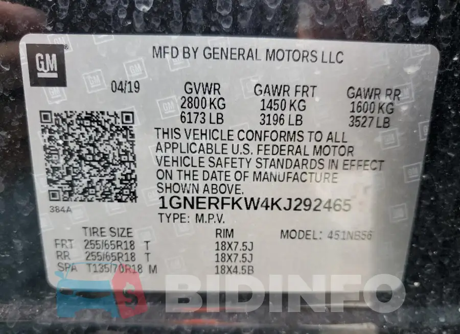1GNERFKW4KJ292465 Photo# 13