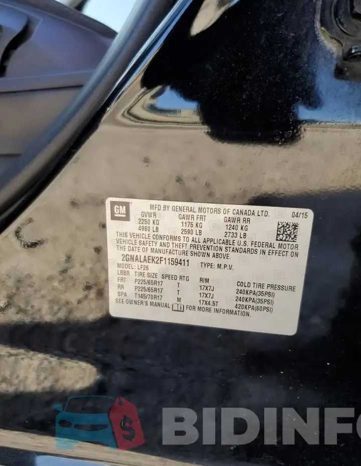 2GNALAEK2F1159411 Photo# 12