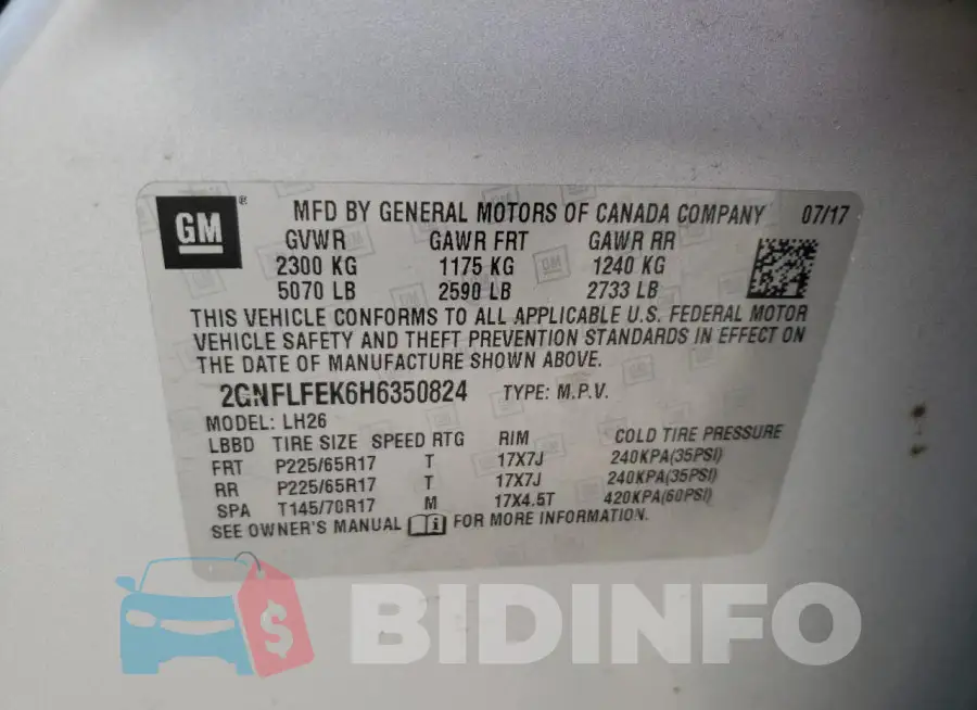 2GNFLFEK6H6350824 Photo# 13